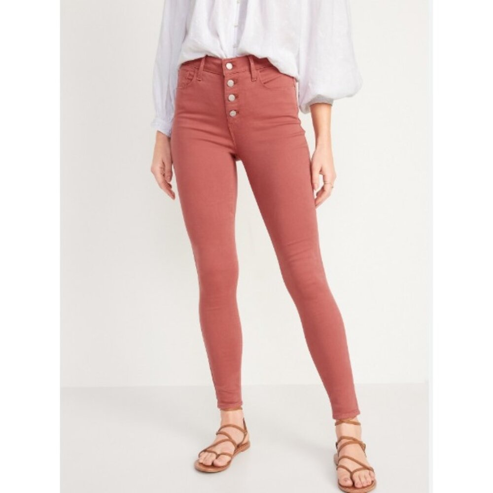 Sz 14 NWT Old Navy High-Waisted Button-Fly Pop-Color Rockstar Super Skinny Jeans